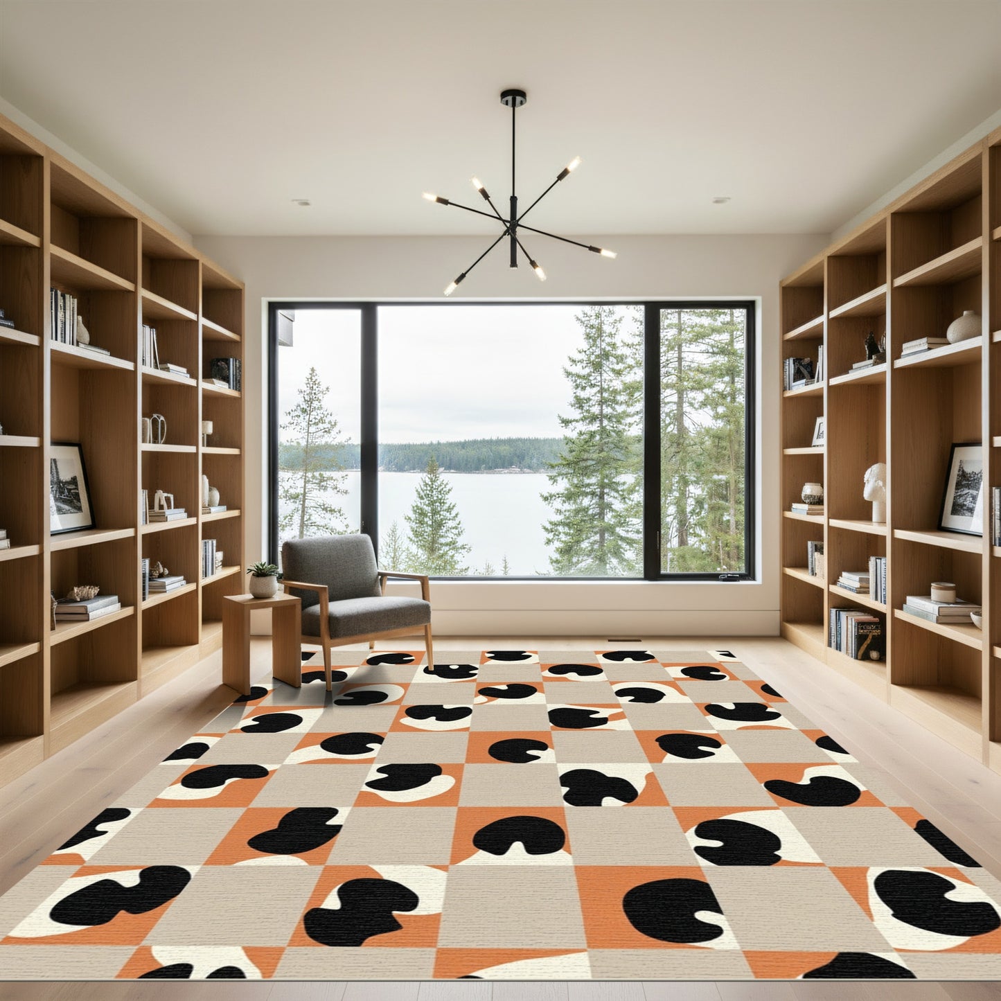 Abstract Checkerboard Blob Composition Rug