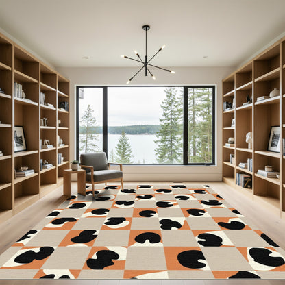 Abstract Checkerboard Blob Composition Rug