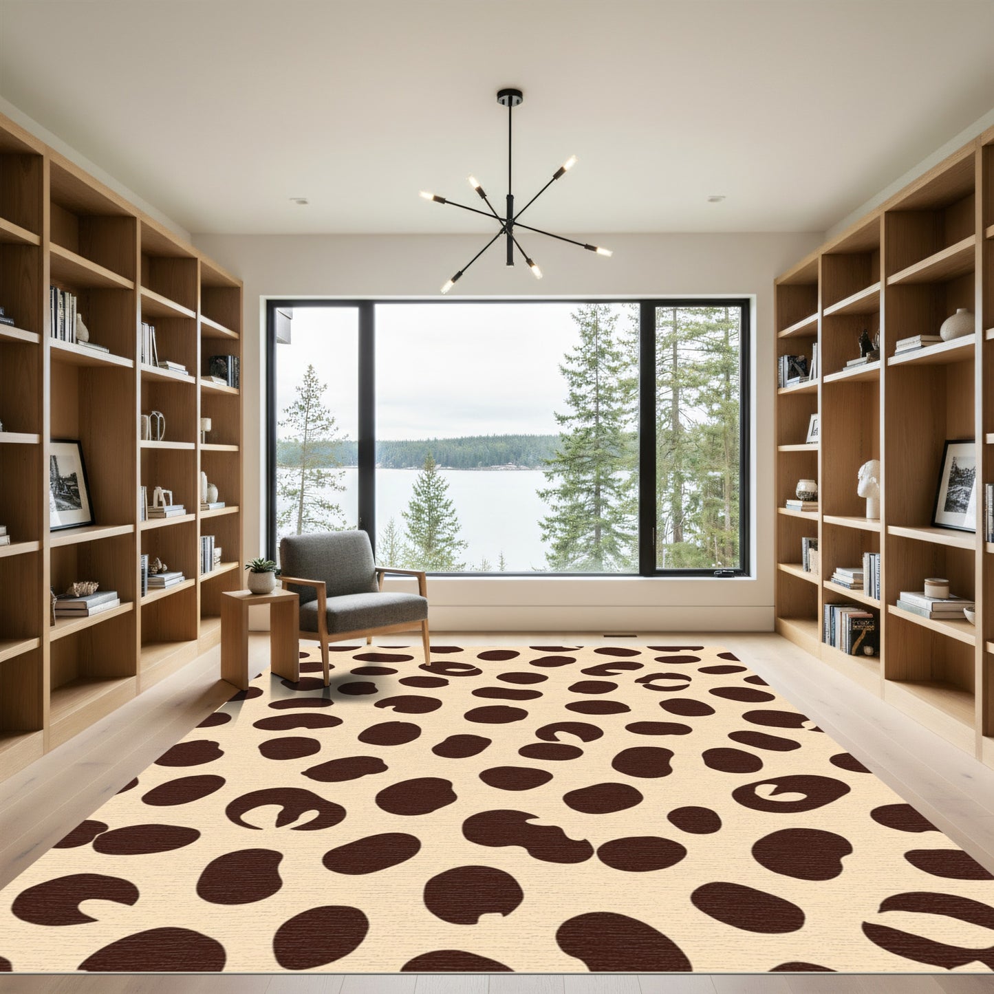 Tan Brown Spotted Animal Print Rug