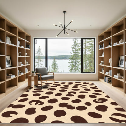 Tan Brown Spotted Animal Print Rug