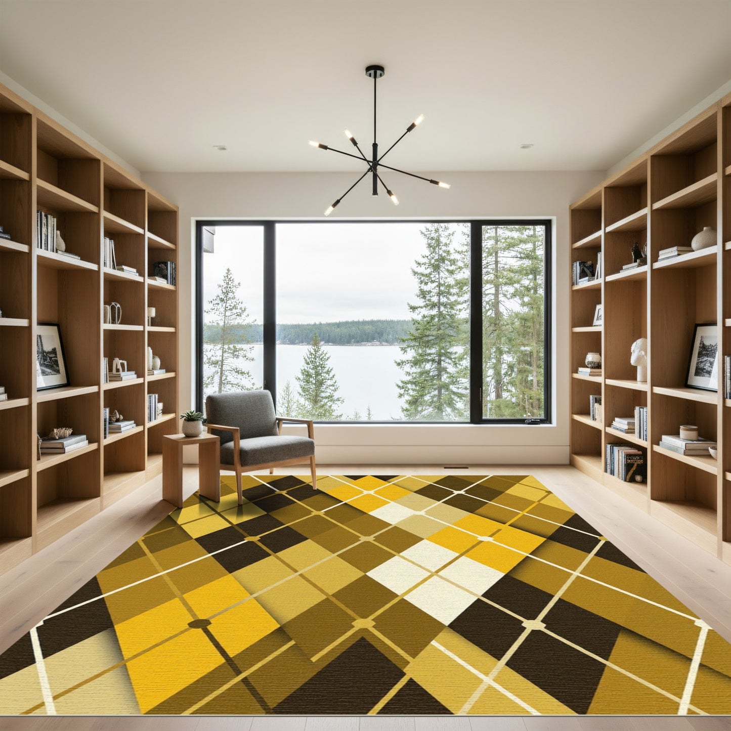Golden Ochre Argyle Diamond Geometric Rug