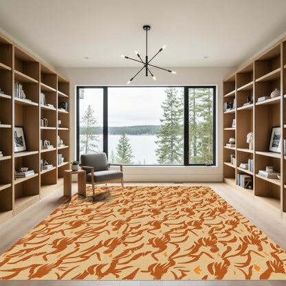 Earthy Tan Abstract Brushstroke Rug