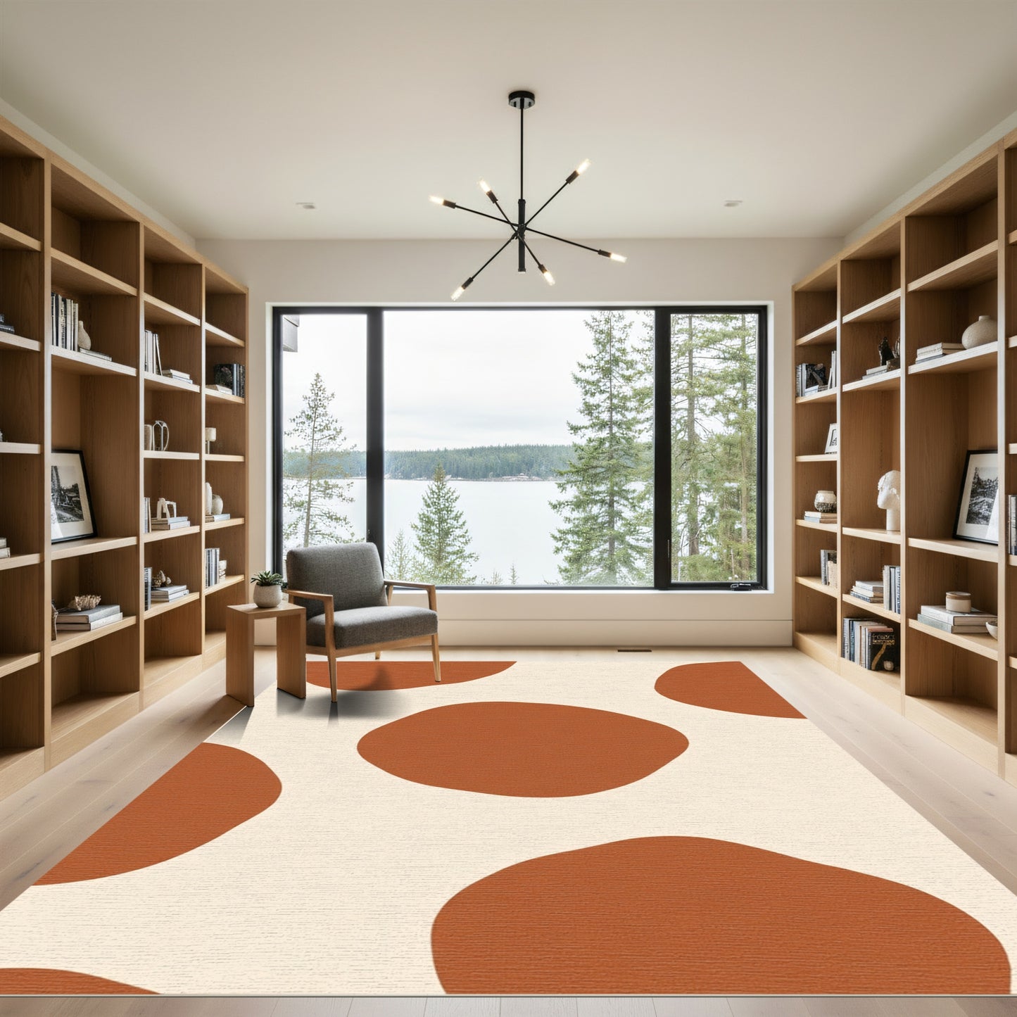 Terracotta Abstract Blobs Organic Rug