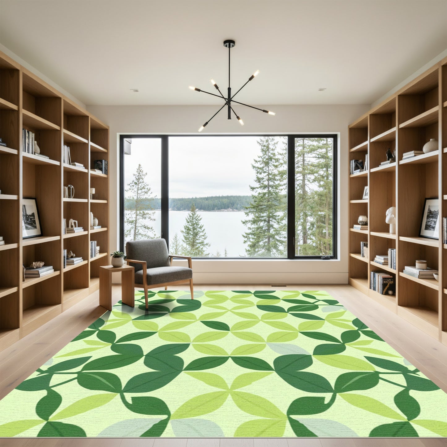 Green Leafy Petal Mosaic Rug