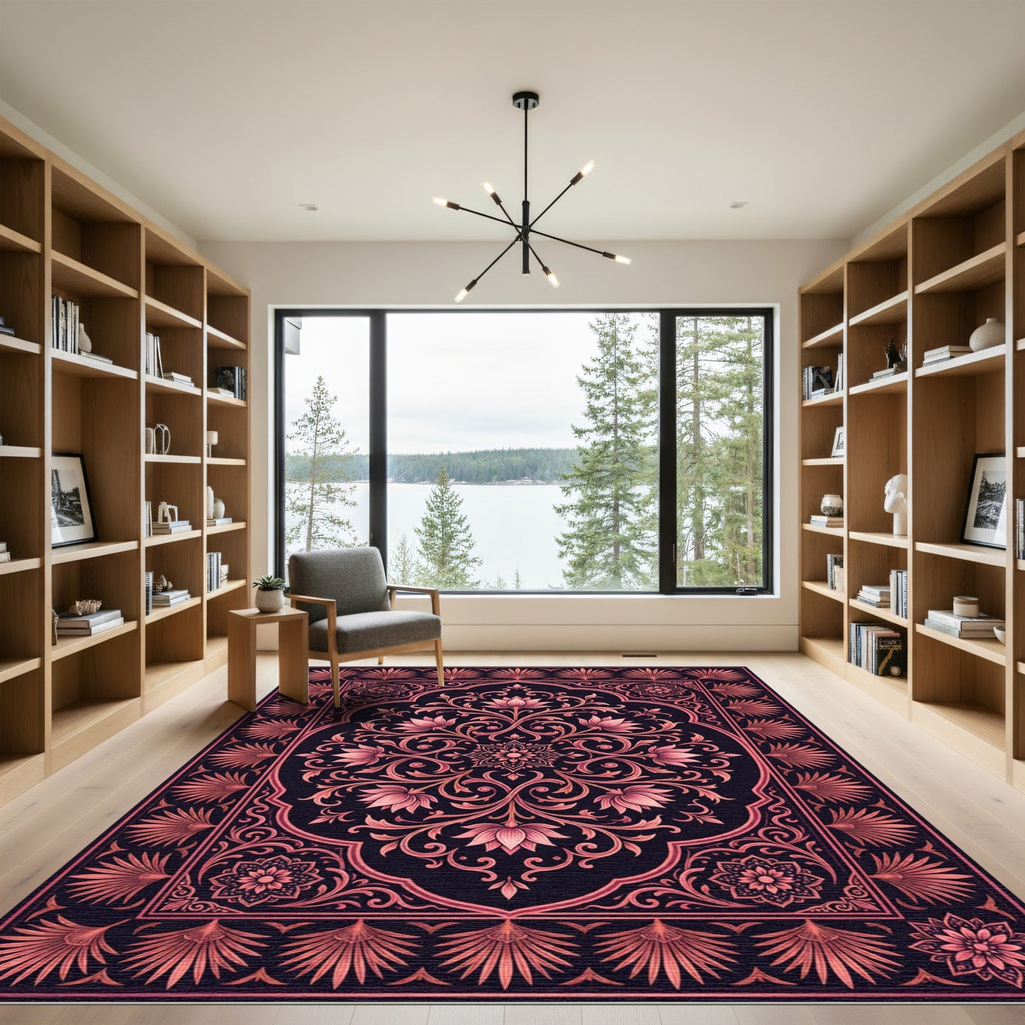 Rose Gold Lotus Floral Mandala Rug