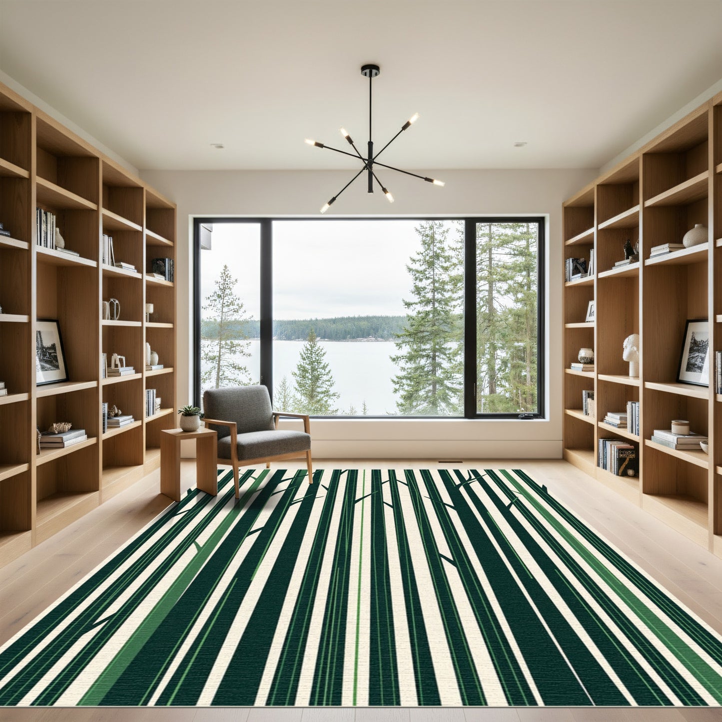 Dark Green Vertical Forest Trees Rug