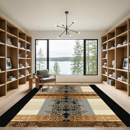 Bold Leopard Print Vertical Stripe Rug