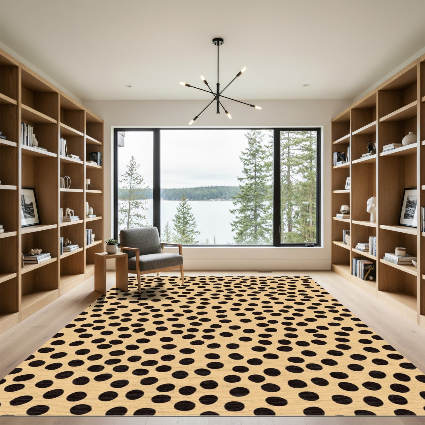 Speckled Black On Tan Backdrop Rug