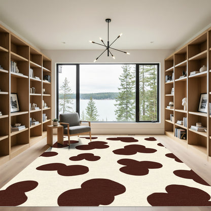 Brown White Spots Contemporary Rug