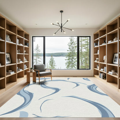 Soft Blue Flowing Swirls Rug