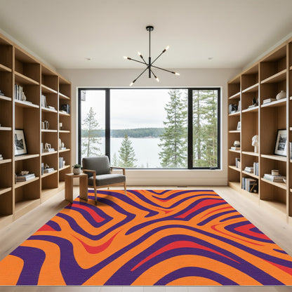 Bold Orange Purple Red Stripes Rug