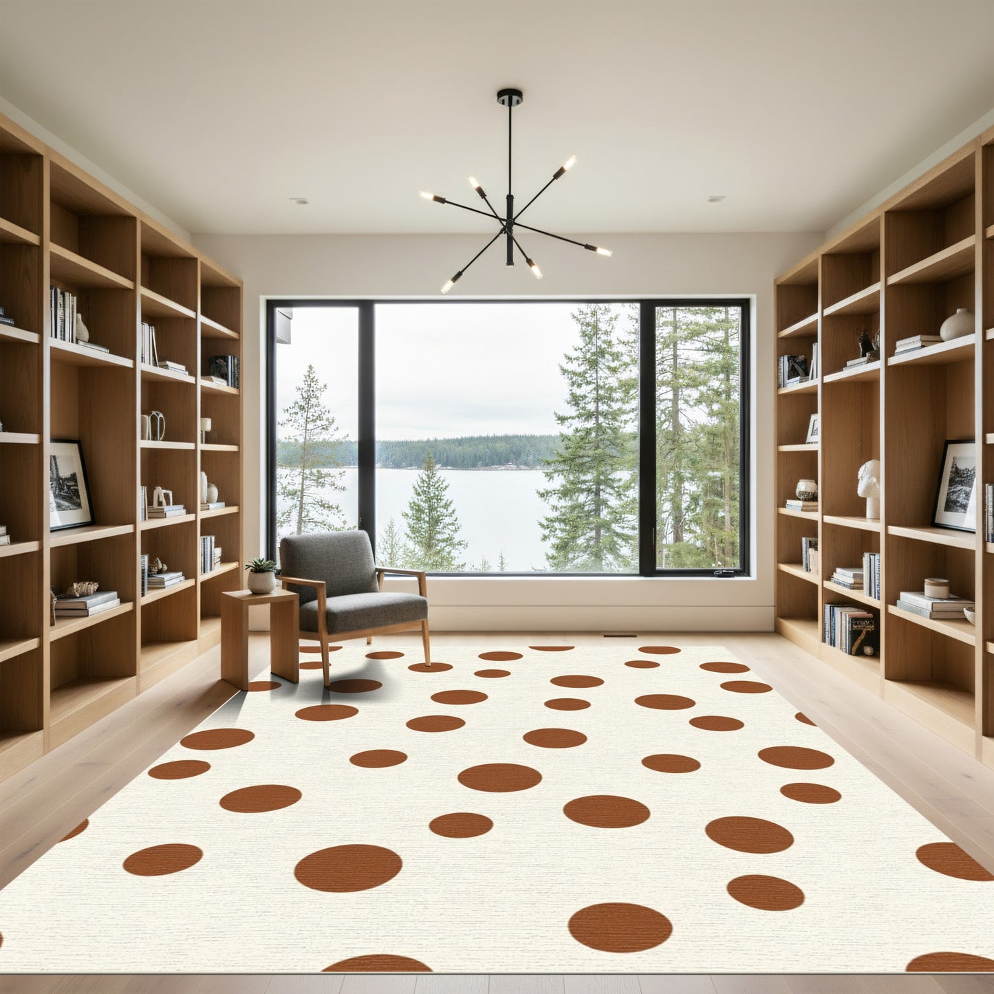 Warm Brown Polka Dot Scatter Rug