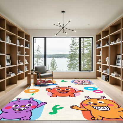 Whimsical Crew Of Colorful Monsters Rug