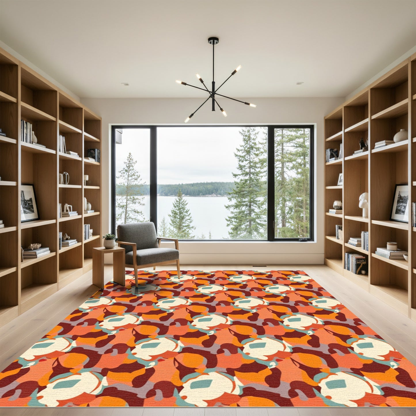 Abstract Earthy Floral Cluster Rug