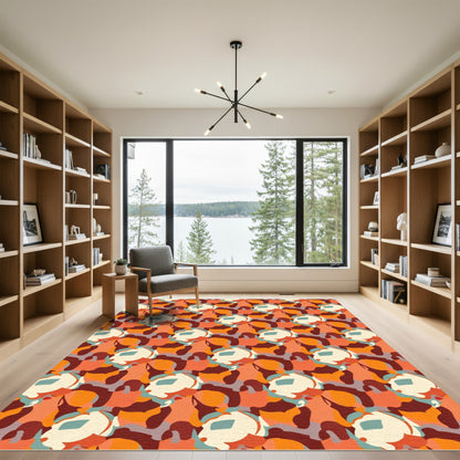 Abstract Earthy Floral Cluster Rug