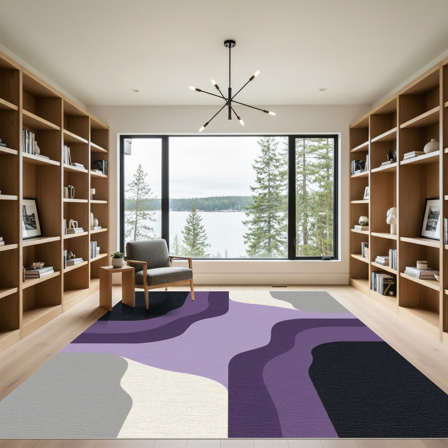 Lavender Abstract Layered Curves Rug
