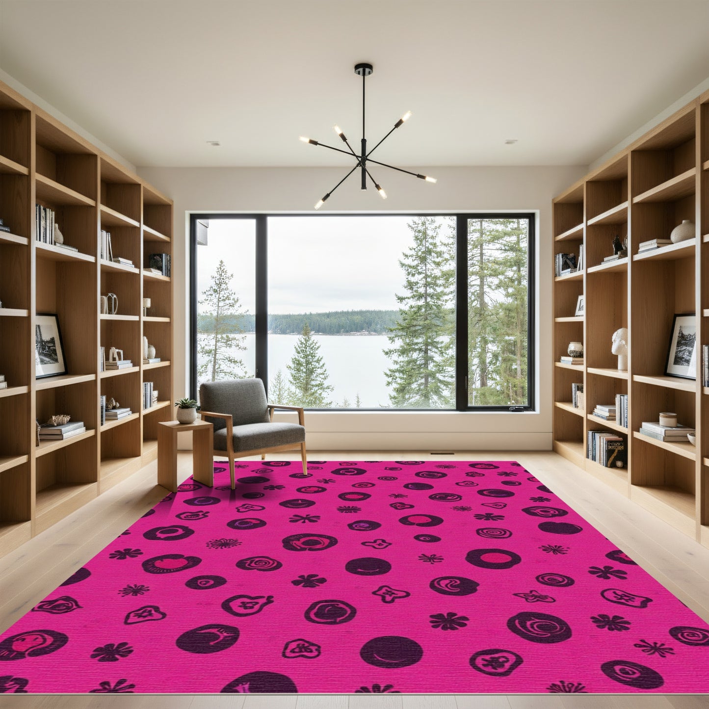 Pink Abstract Organic Cell Collection Rug