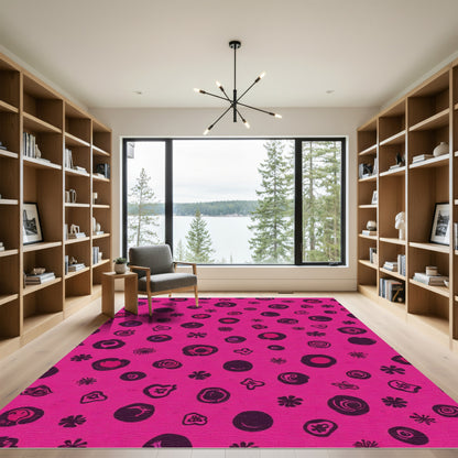 Pink Abstract Organic Cell Collection Rug