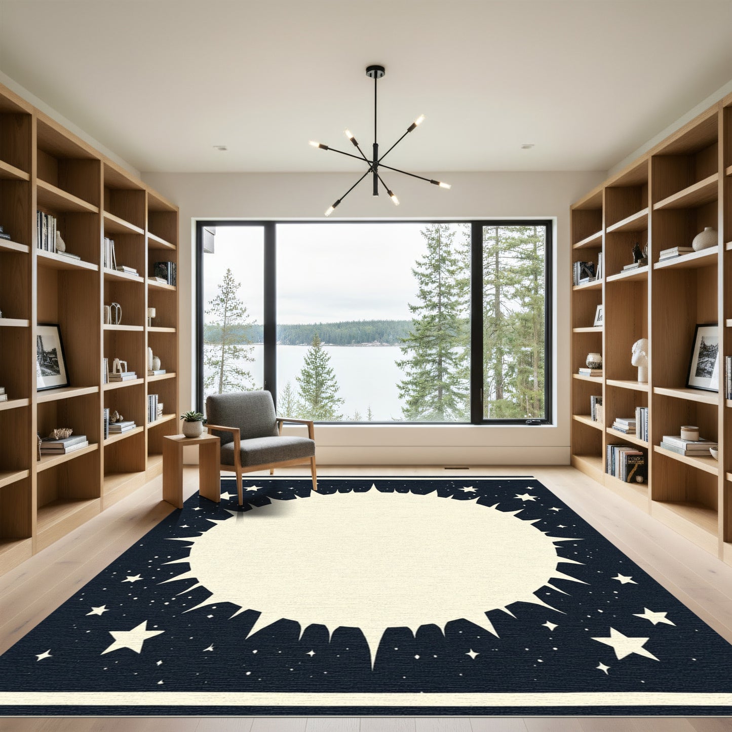 Dark Blue Starry Night Explosion Rug