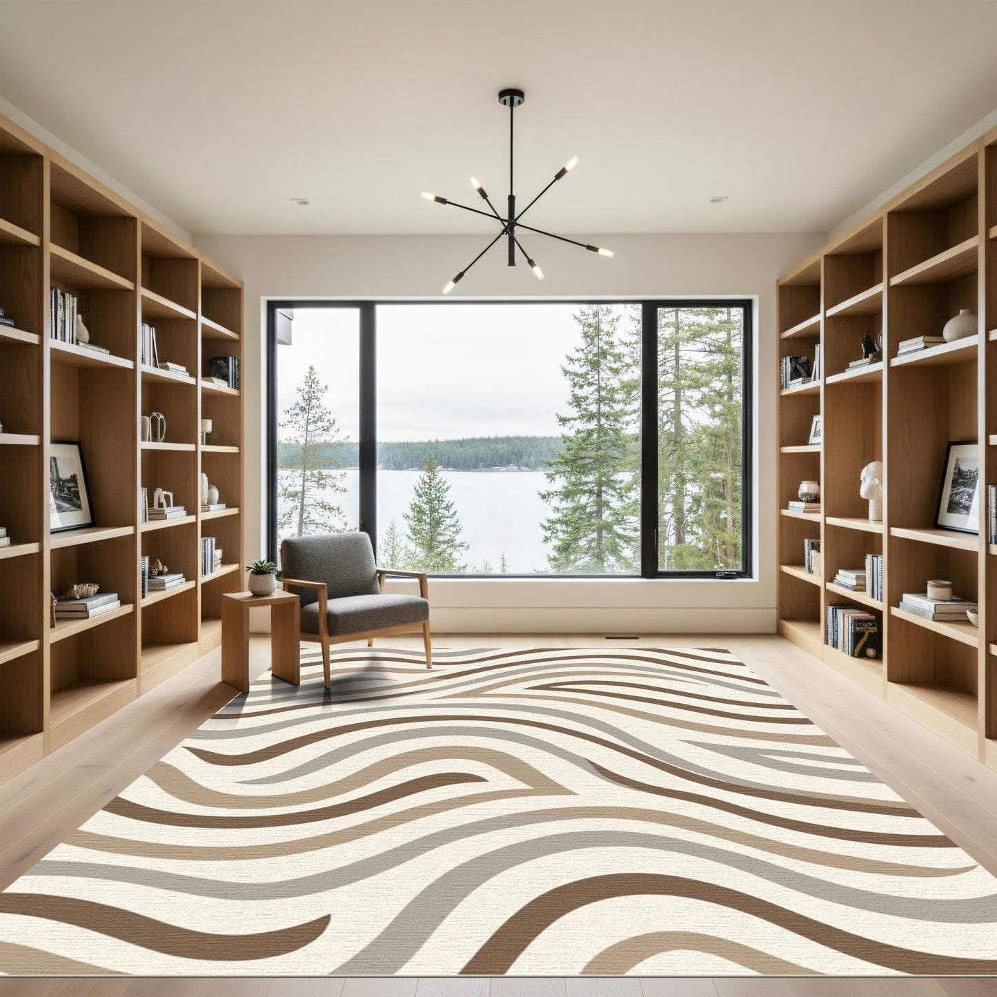 Earthy Swirl Abstract Wave Rug