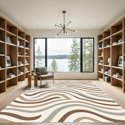 Earthy Swirl Abstract Wave Rug