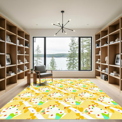 Sunny Yellow Abstract Splatter Collage Rug