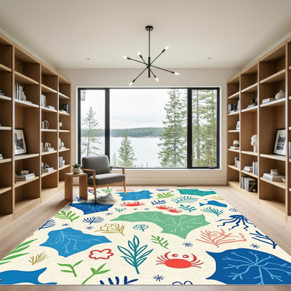 Whimsical Undersea Life Red Crab Rug