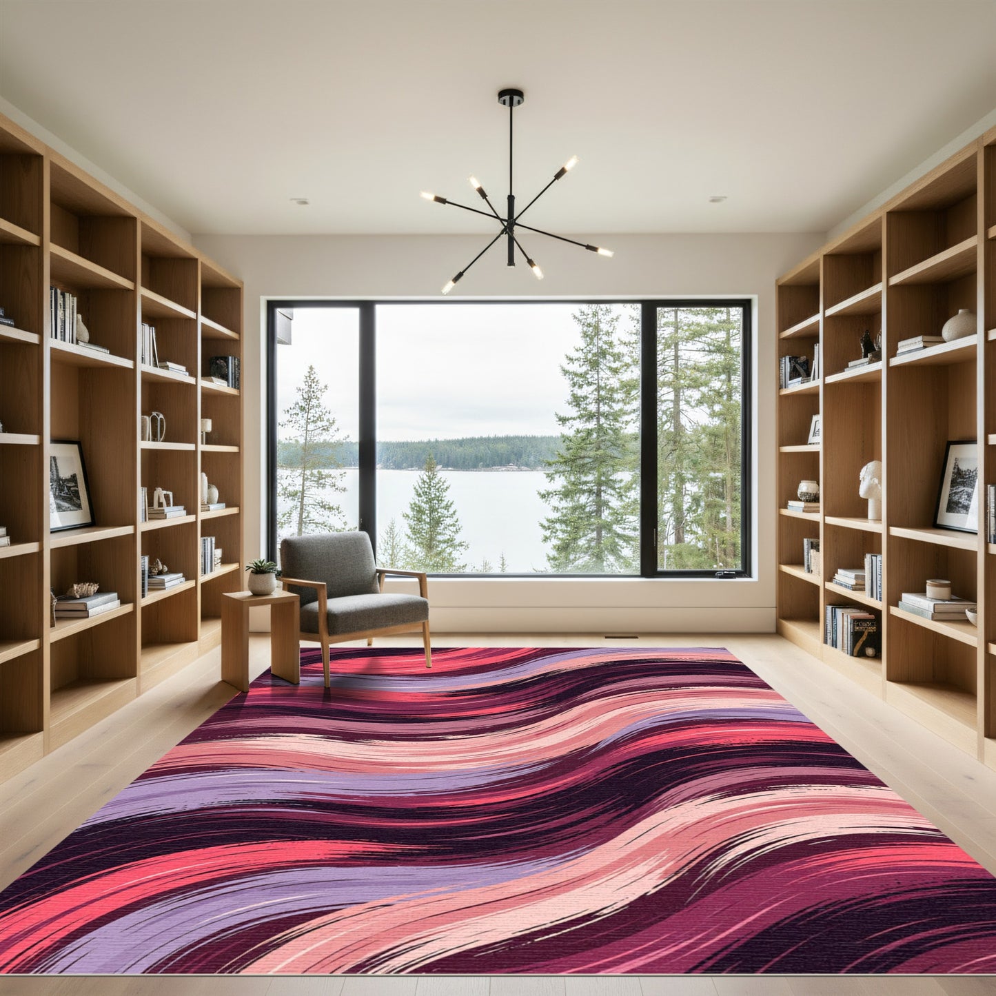 Crimson Purple Wavy Brushstroke Rug