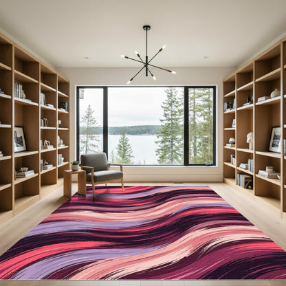 Crimson Purple Wavy Brushstroke Rug
