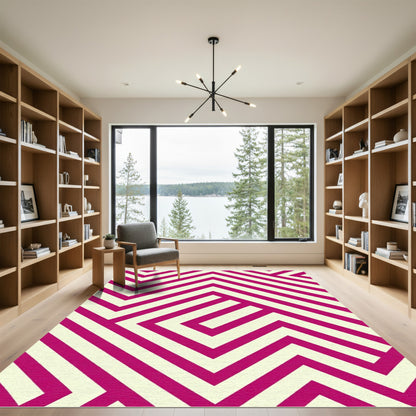 Bold Purple Geometric Maze Rug