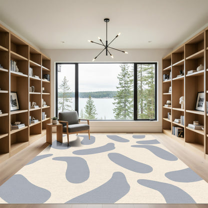 Pale Yellow Gray Organic Blob Rug