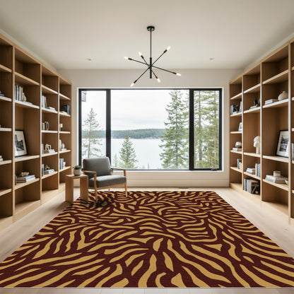 Amber and Maroon Abstract Swirls Rug