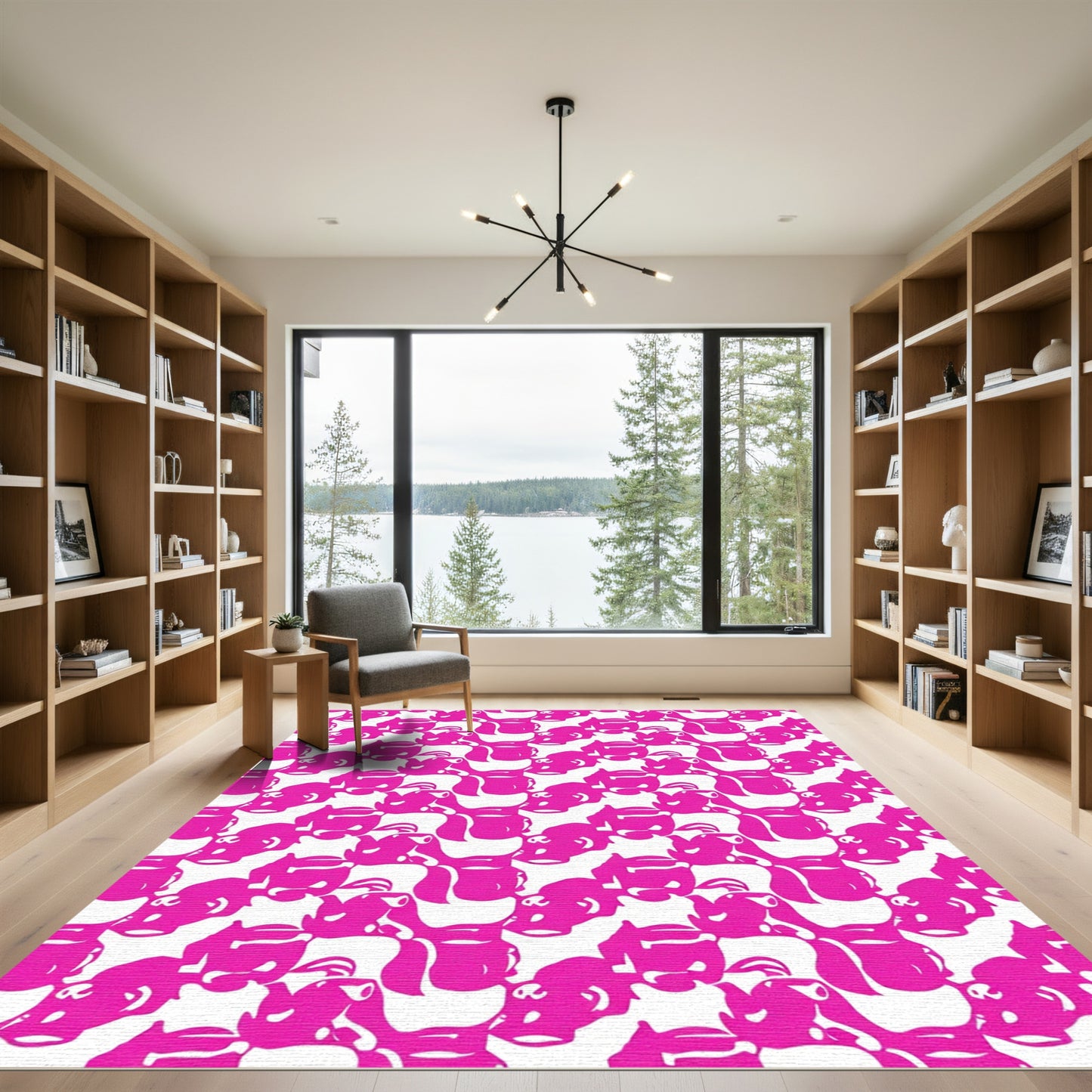 Vibrant Fuchsia Abstract Kettle Composition Rug