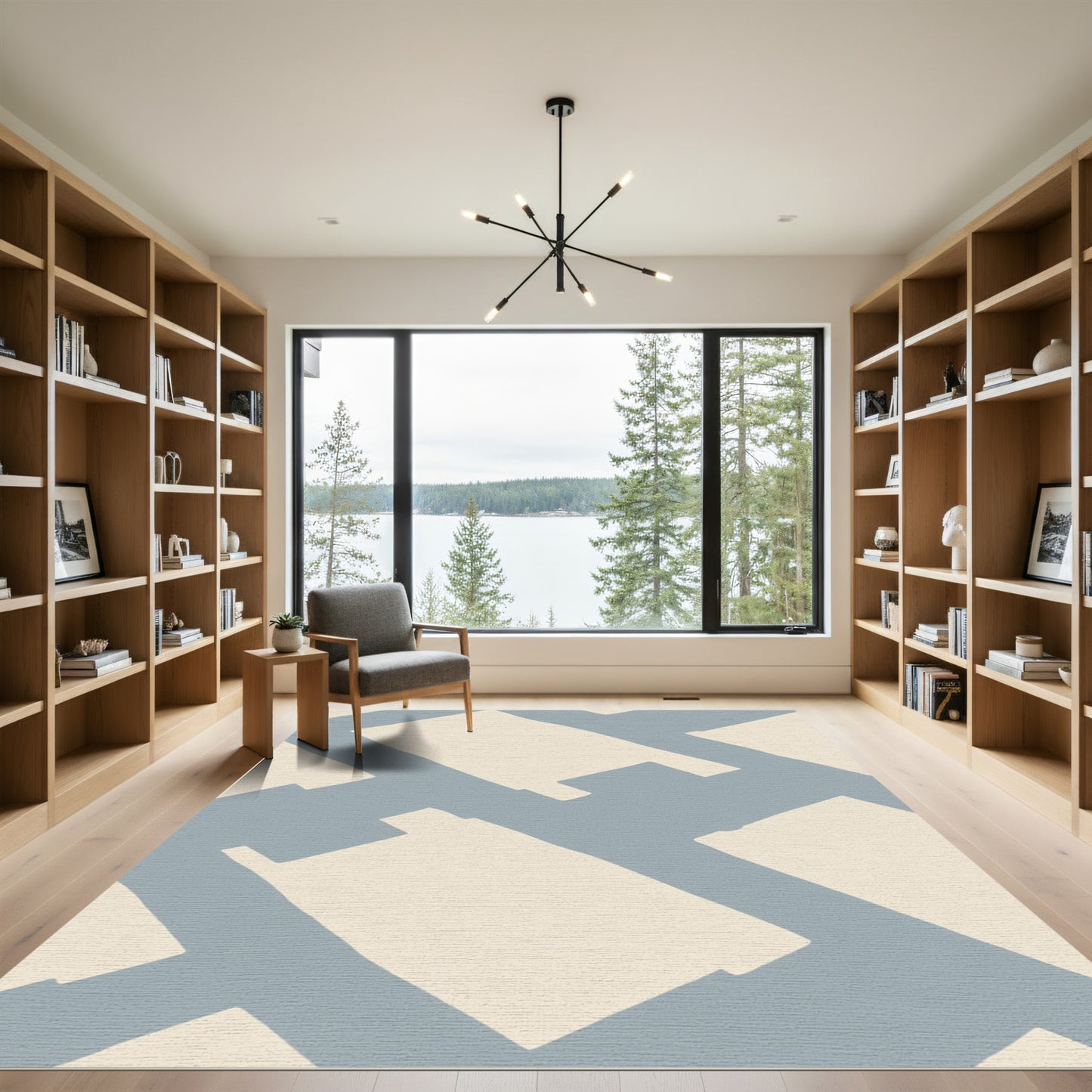 Pale Blue Hand Drawn Shapes Rug