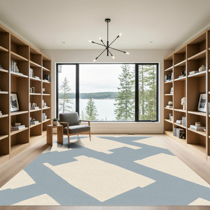 Pale Blue Hand Drawn Shapes Rug
