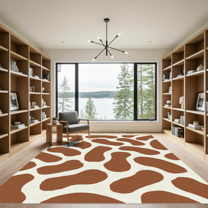 Brown White Blob Abstract Rug