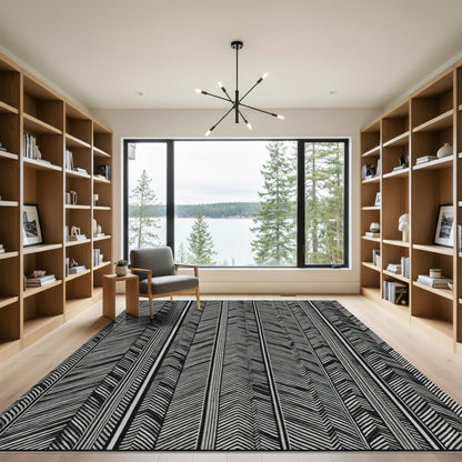 Monochromatic Zigzag Stripe Composition Rug