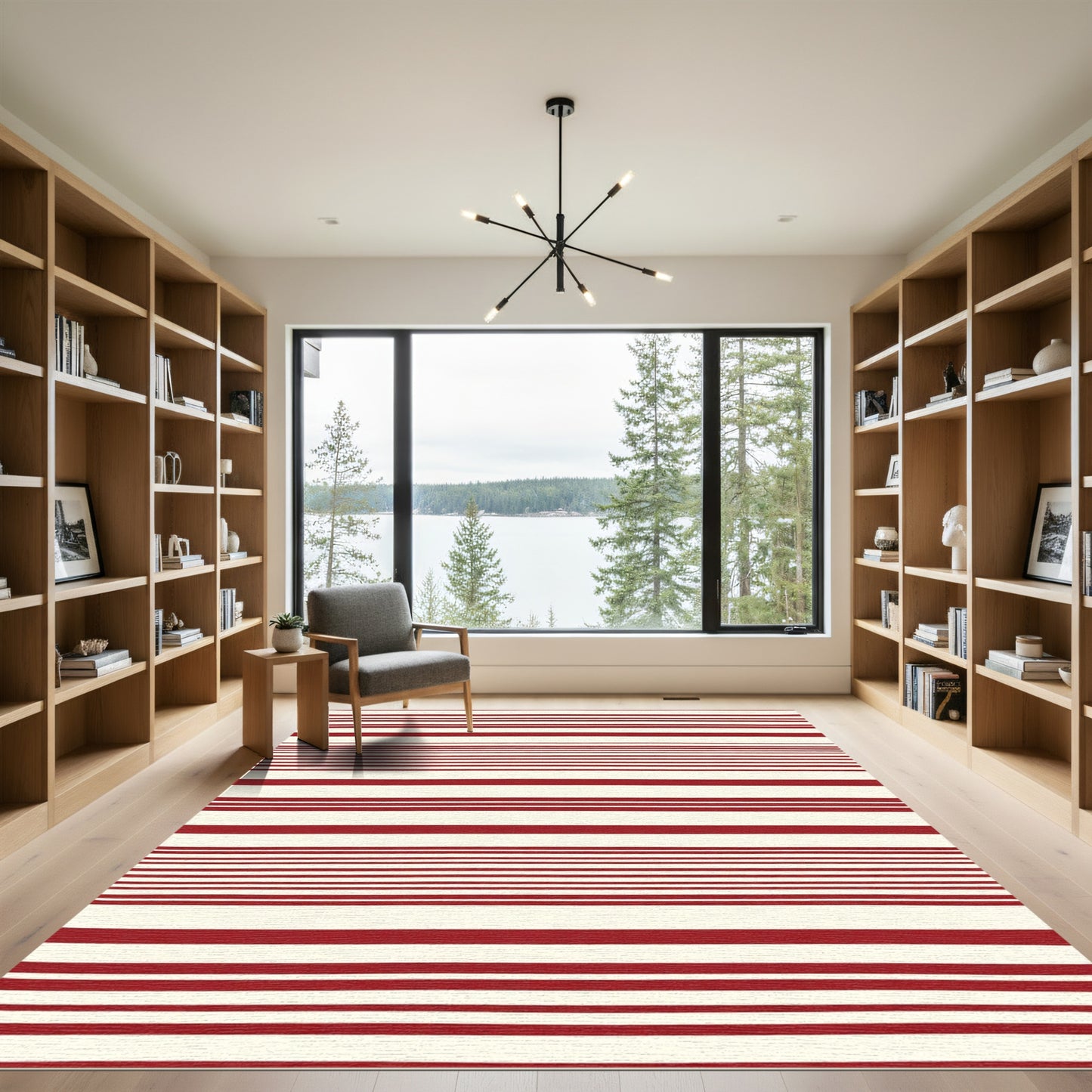 Bold Red Cream Striped Blanket Rug