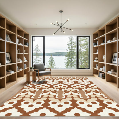 Chic Brown Cream Stylized Floral Rug