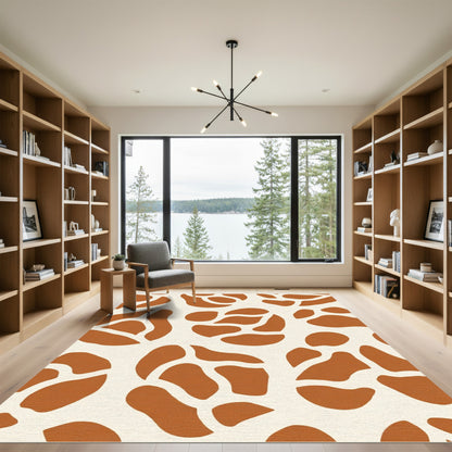 Terracotta Cream Giraffe Spots Rug