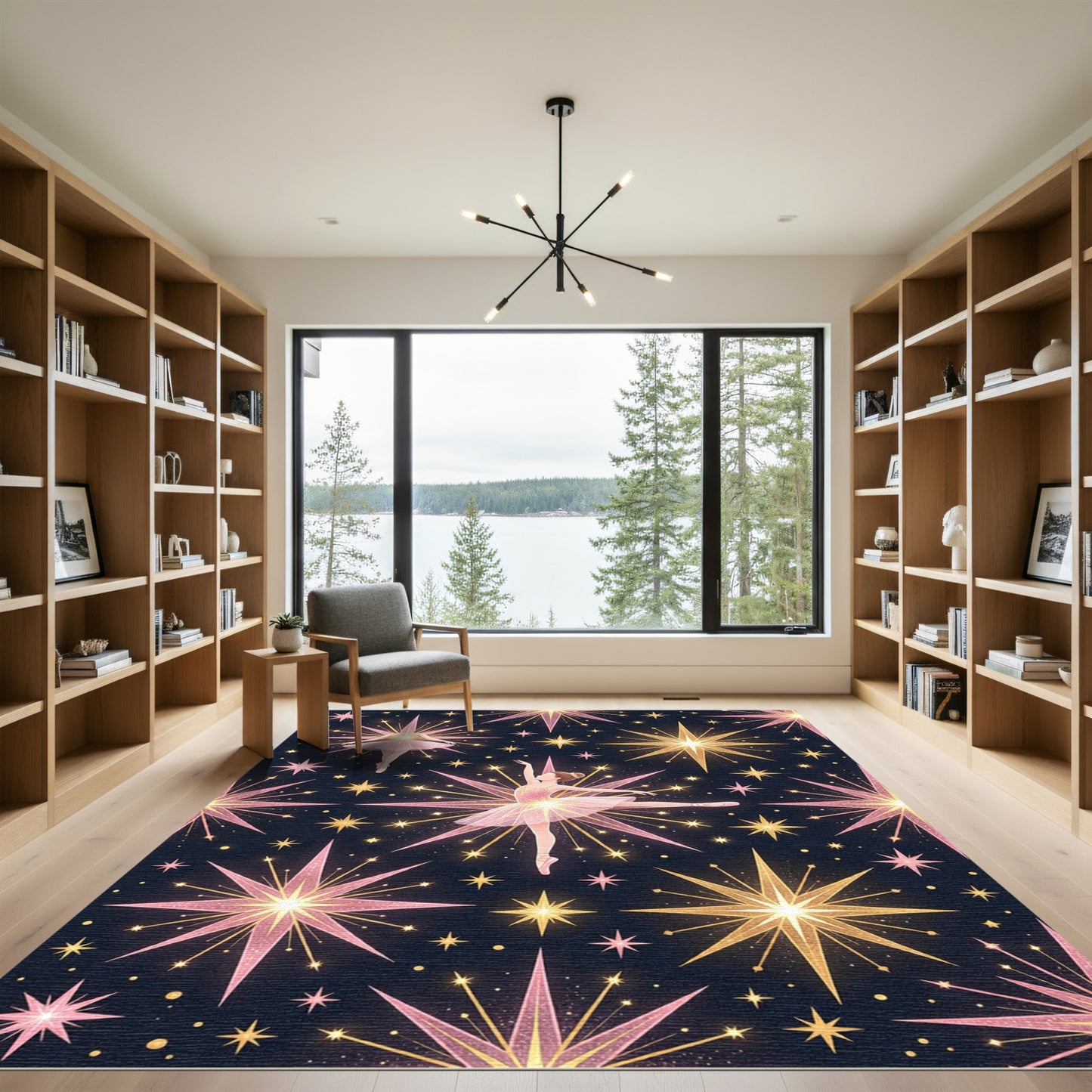 Ballerina Celestial Golden Starry Sky Rug