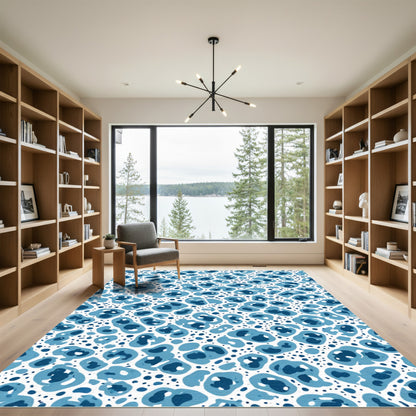 Blue Tonal Spotted Abstract Rug
