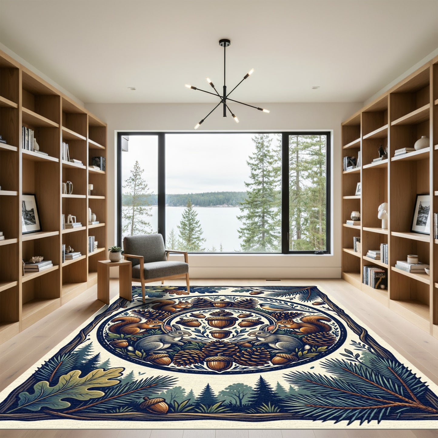 Whimsical Forest Creature Woodland Illustration Rug