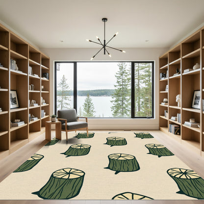 Green Wood Slice Repeating Pattern Rug