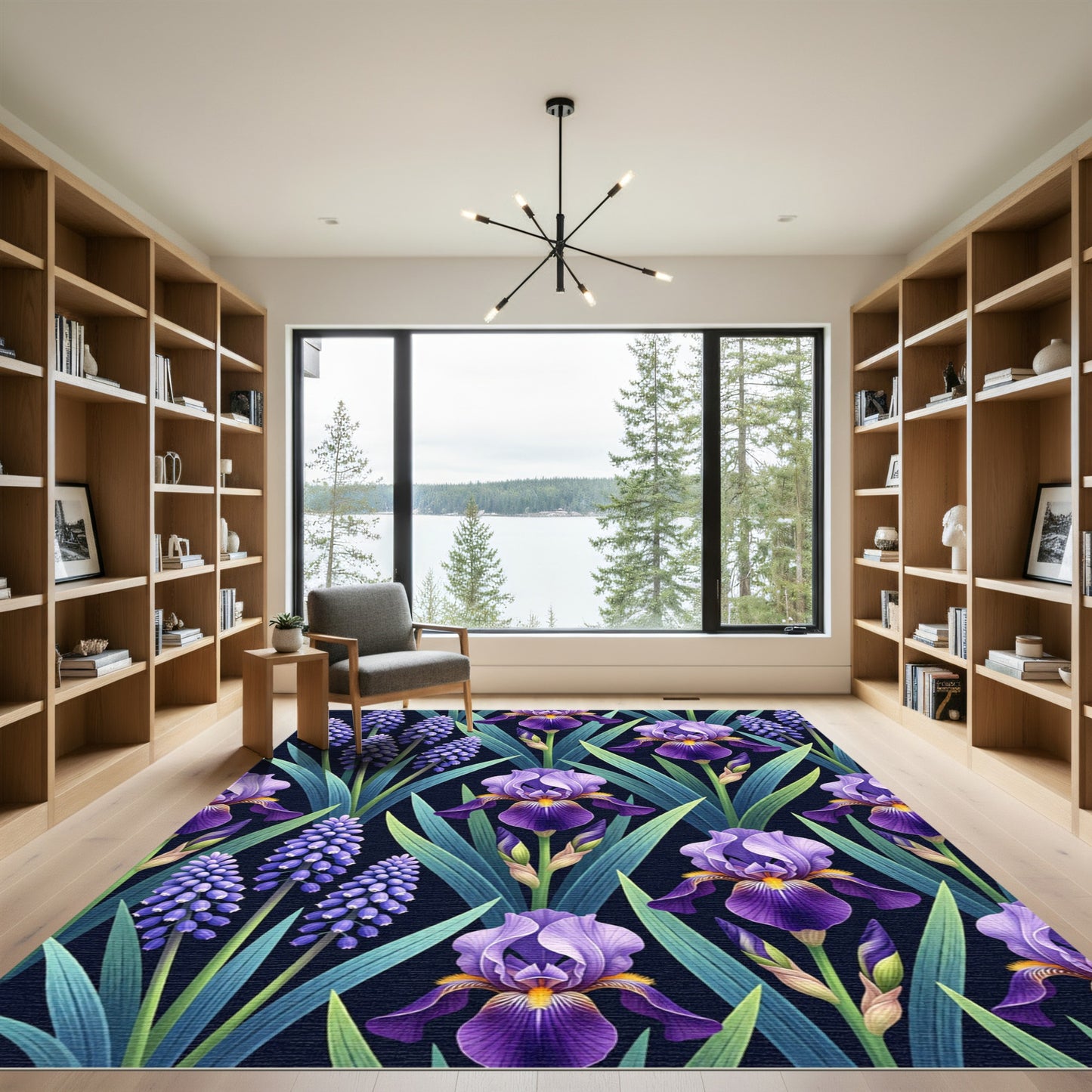 Purple Iris Grape Hyacinth Garden Rug