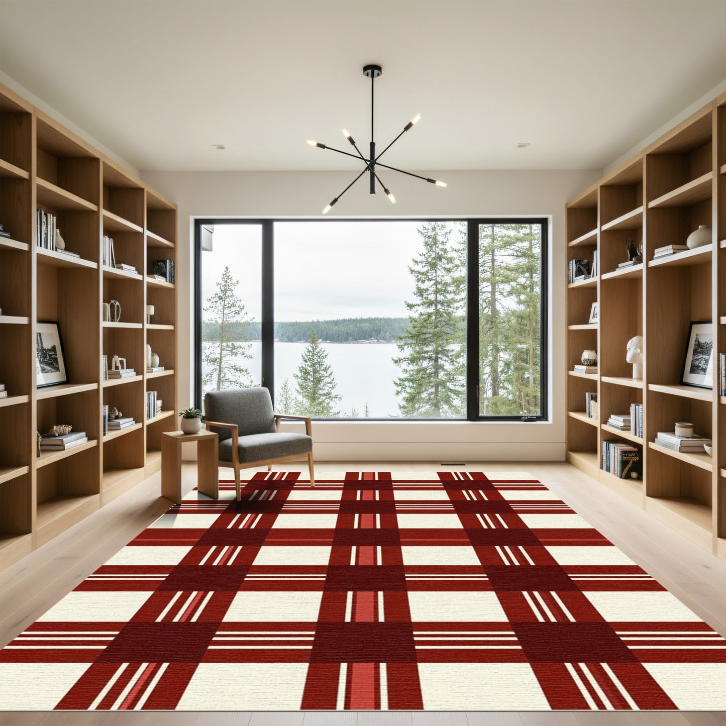 Classic Burgundy Plaid Tartan Rug