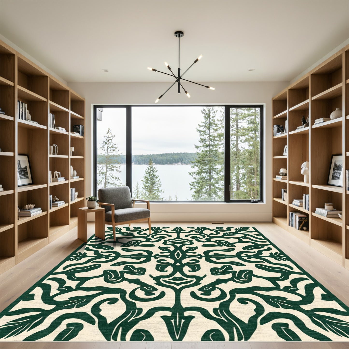 Deep Forest Vine Scrollwork Rug