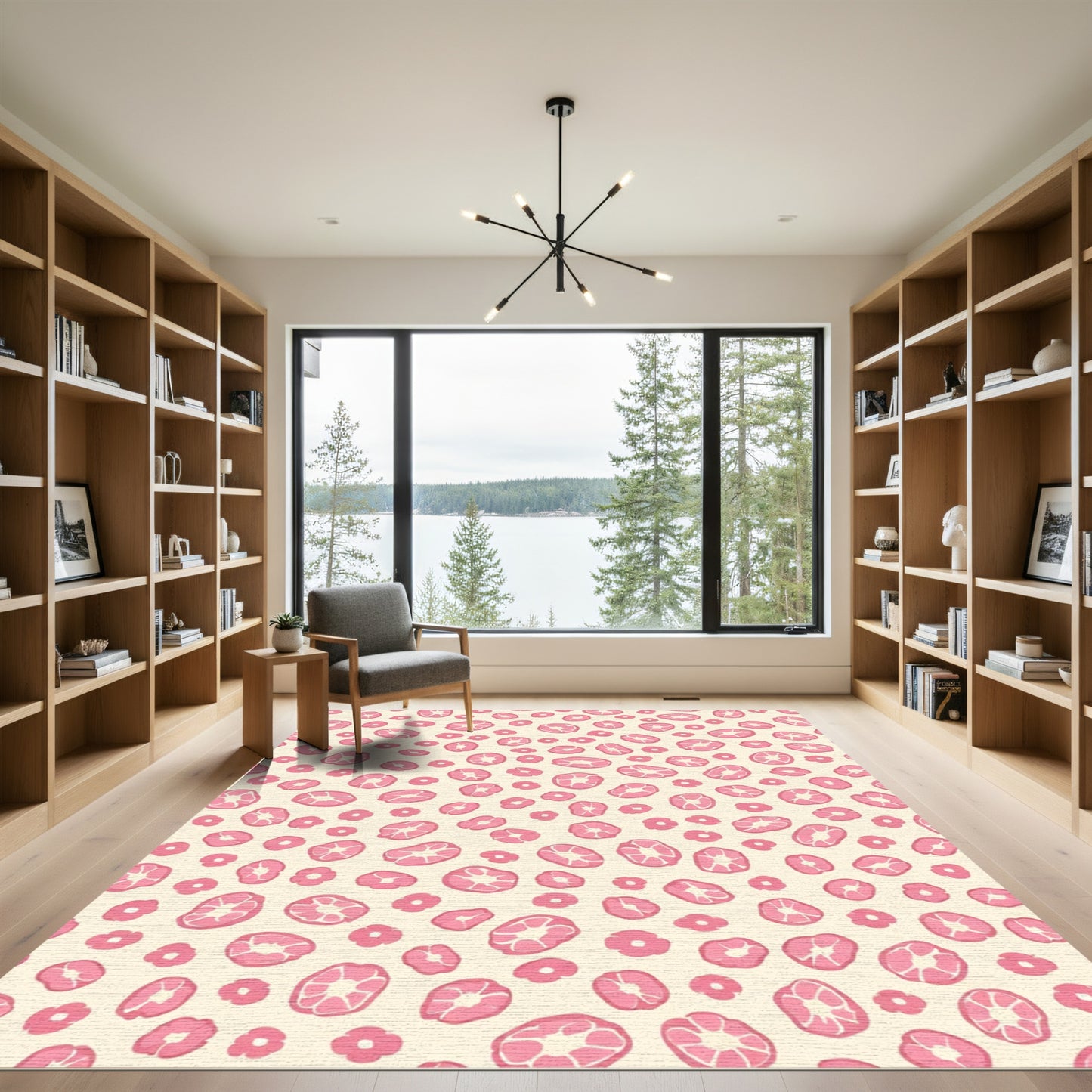 Pink Abstract Bloom Scattered Rug