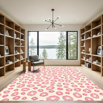 Pink Abstract Bloom Scattered Rug