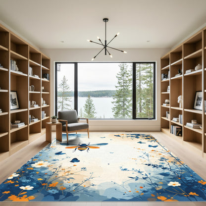 Vibrant Bee and Butterfly Garden Bloom Rug